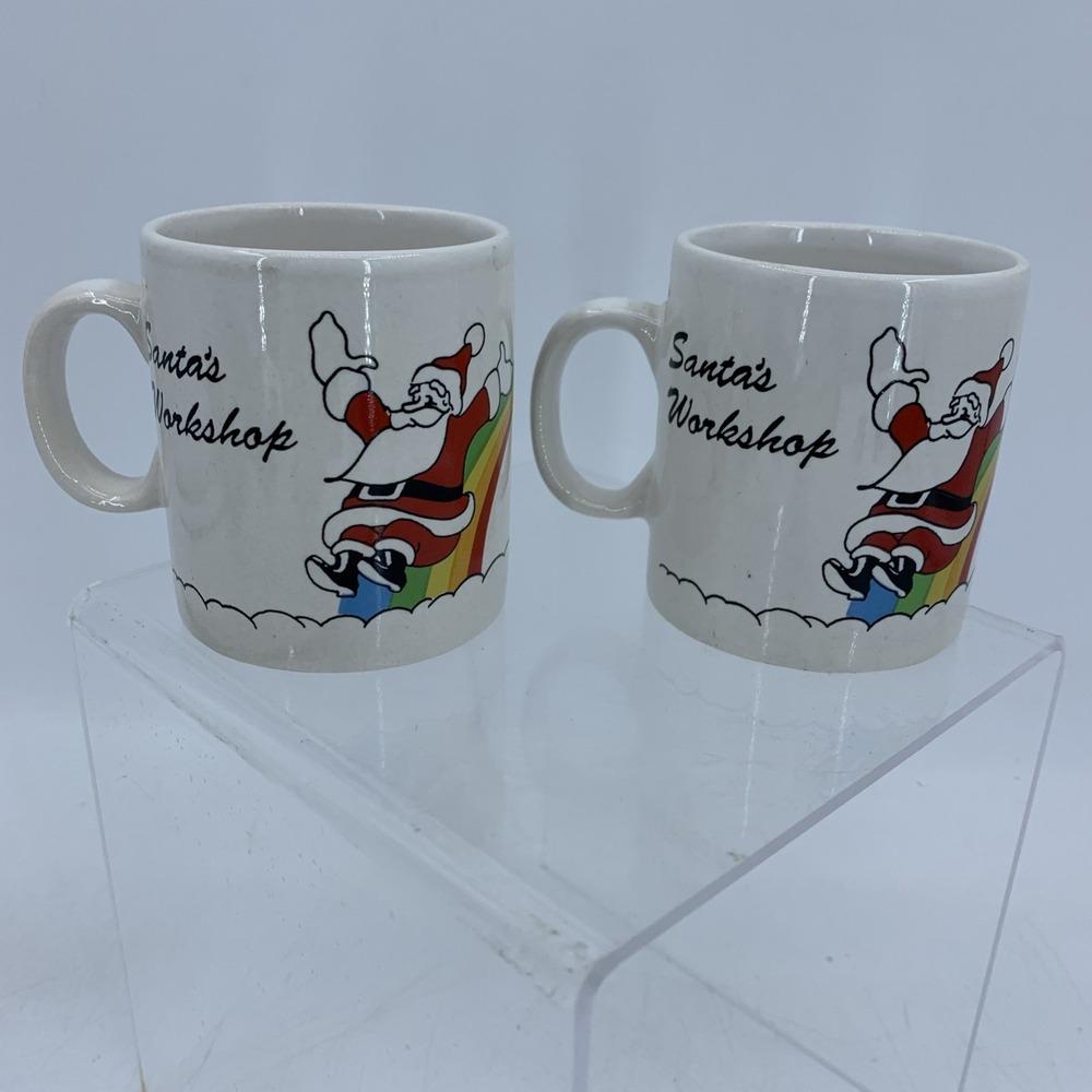 Vintage North Pole Colorado Santa Milk Cookie Cup Mugs Cocoa Espressoโ Childs